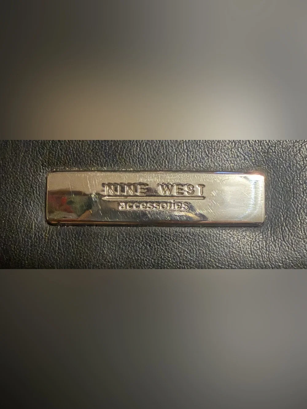 Nine West - Black Leather Wallet with Metal Logo Plate